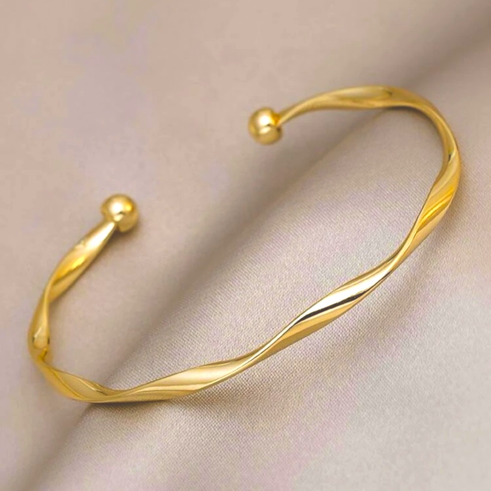 Timeless Golden Bracelet Iron Twist Cuff Bangle Bracelet Minimalist Adjustable